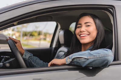 woman driving a car